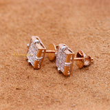 Sqaure Natural Diamond 18k Rose Gold Stud Earring