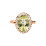 Natural Lemon Quartz and Cubic Zircon Gold Plated 925 Silver Ring