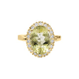 Natural Lemon Quartz and Cubic Zircon Gold Plated 925 Silver Ring