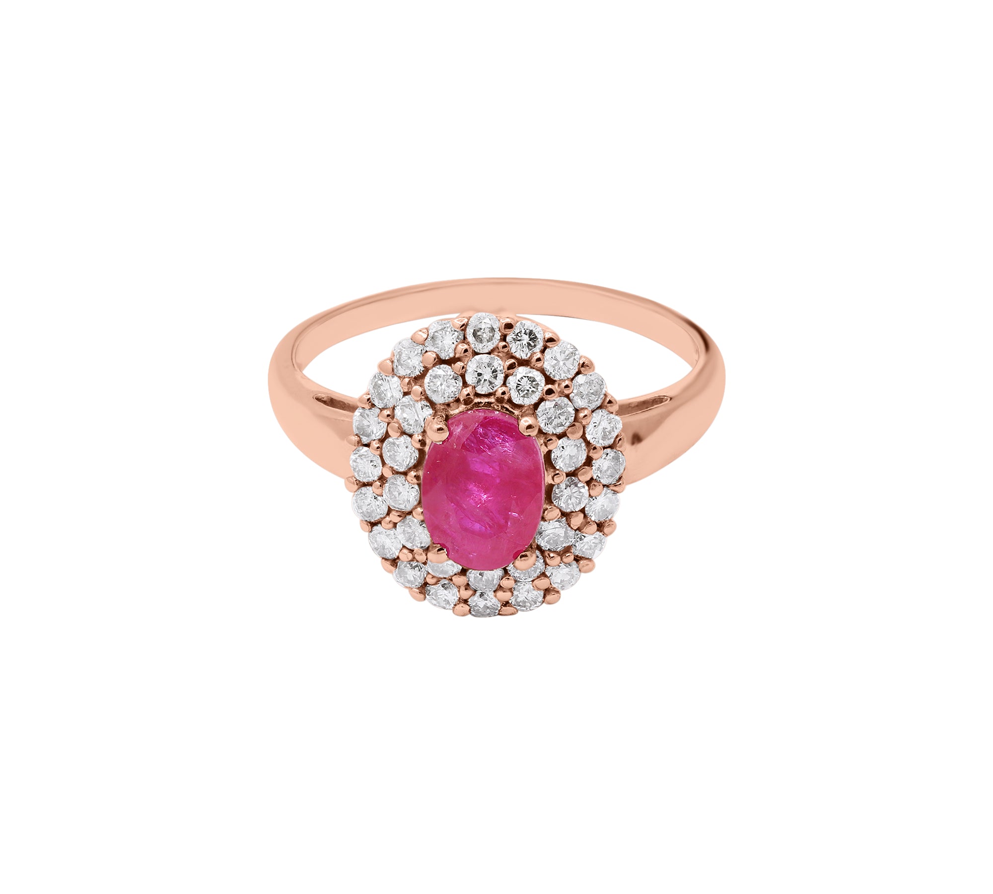 Handmade Natural Ruby Gemstone With Diamond 14k White Gold Designer Oval Shaped Ring