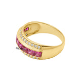 Luxury Diamond and Natural Ruby Gemstone 14k Yellow Gold Ring