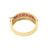 Luxury Diamond and Natural Ruby Gemstone 14k Yellow Gold Ring