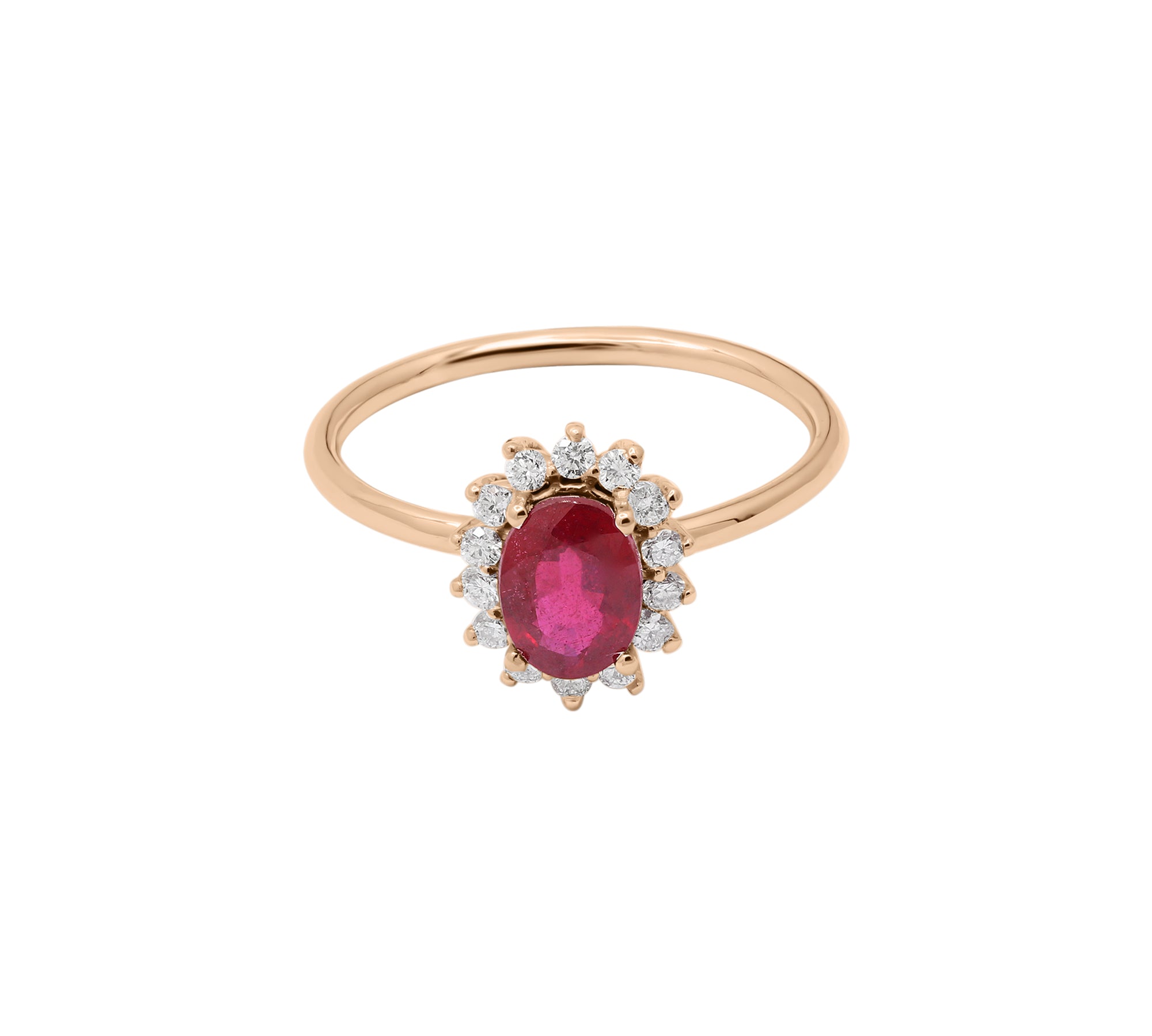 Natural Ruby Oval Cut Gemstone and Diamond 18k White Gold Classy Ring For Womens