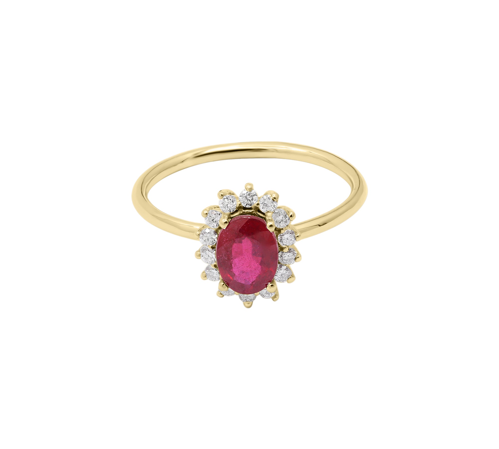 Natural Ruby Oval Cut Gemstone and Diamond 18k White Gold Classy Ring For Womens