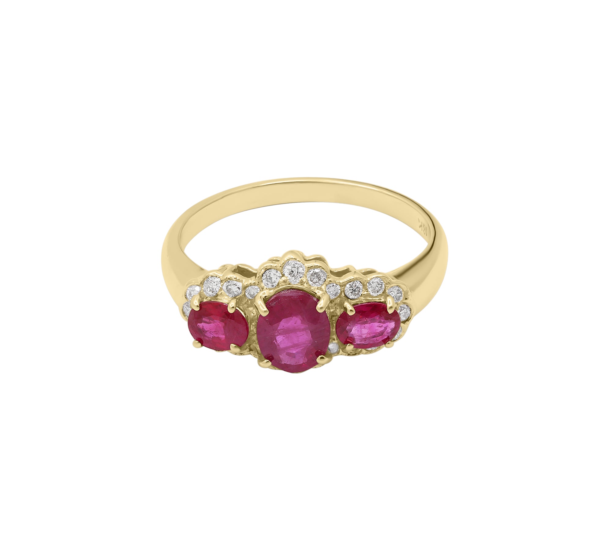 Unique Shaped 14k White Gold Natural Ruby Gemstone and Diamond Ring For Women