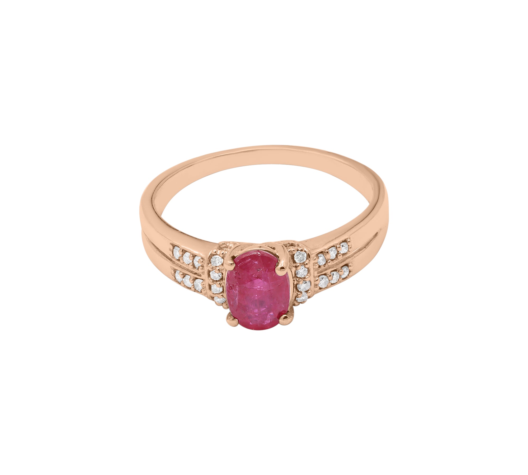 Natural Oval Cut Ruby Gemstone and Diamond 18k White Gold Handmade Ring For Women