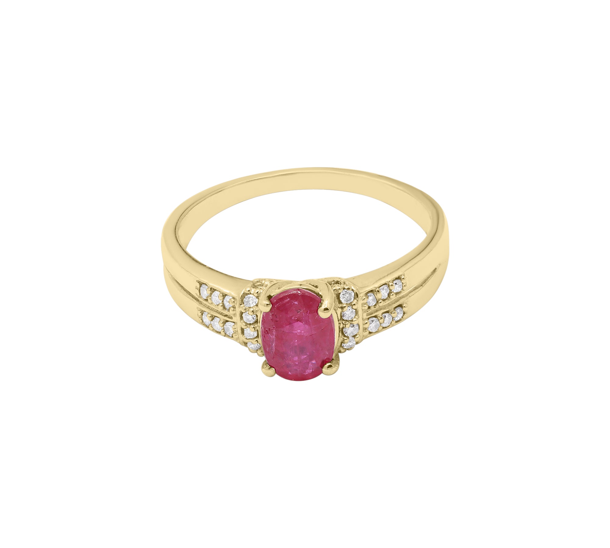 Natural Oval Cut Ruby Gemstone and Diamond 18k White Gold Handmade Ring For Women