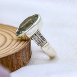 Natural Green Amethyst & Cubic Zircon 925 Silver Healing Ring