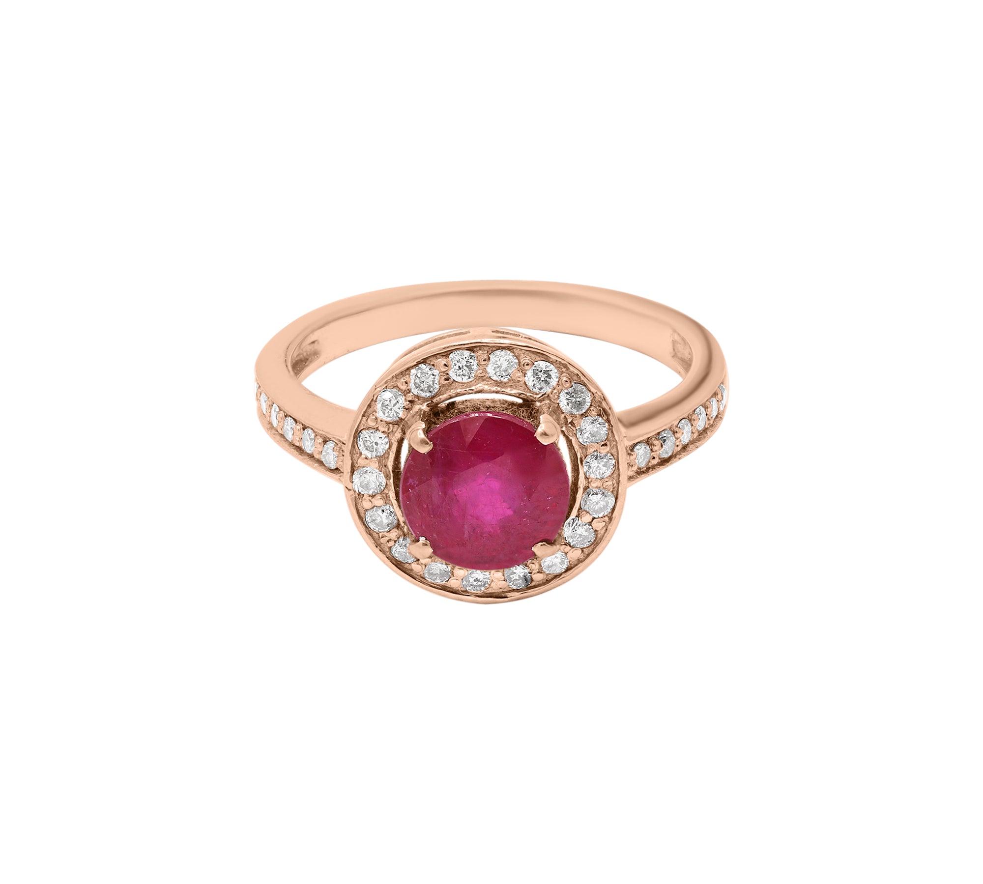 Handmade Natural Ruby Round Cut Gemstone With Diamond 18k White Gold Ring For Women