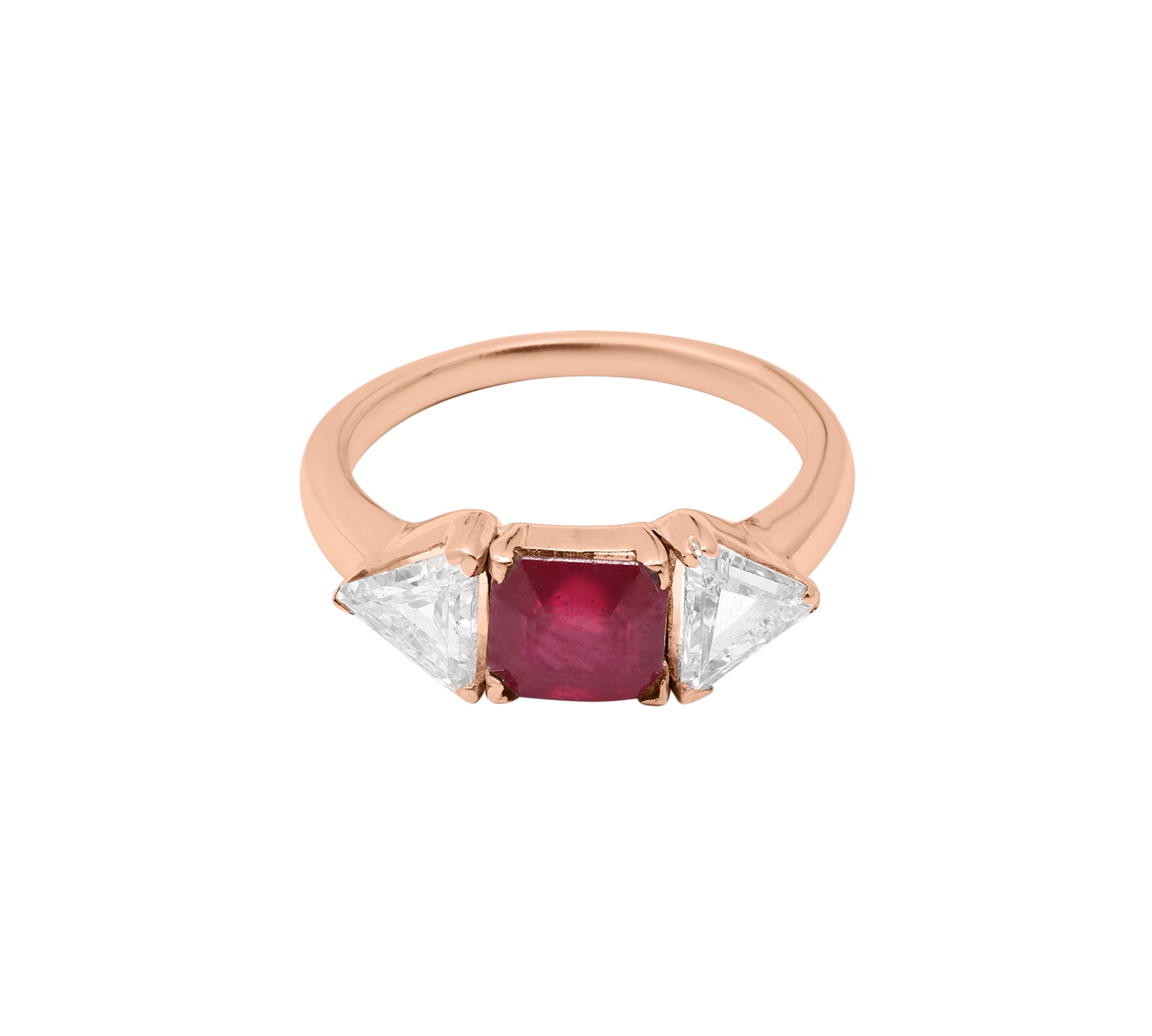 Elegant Natural Ruby Gemstone and Diamond Handmade Ring In 14k White Gold