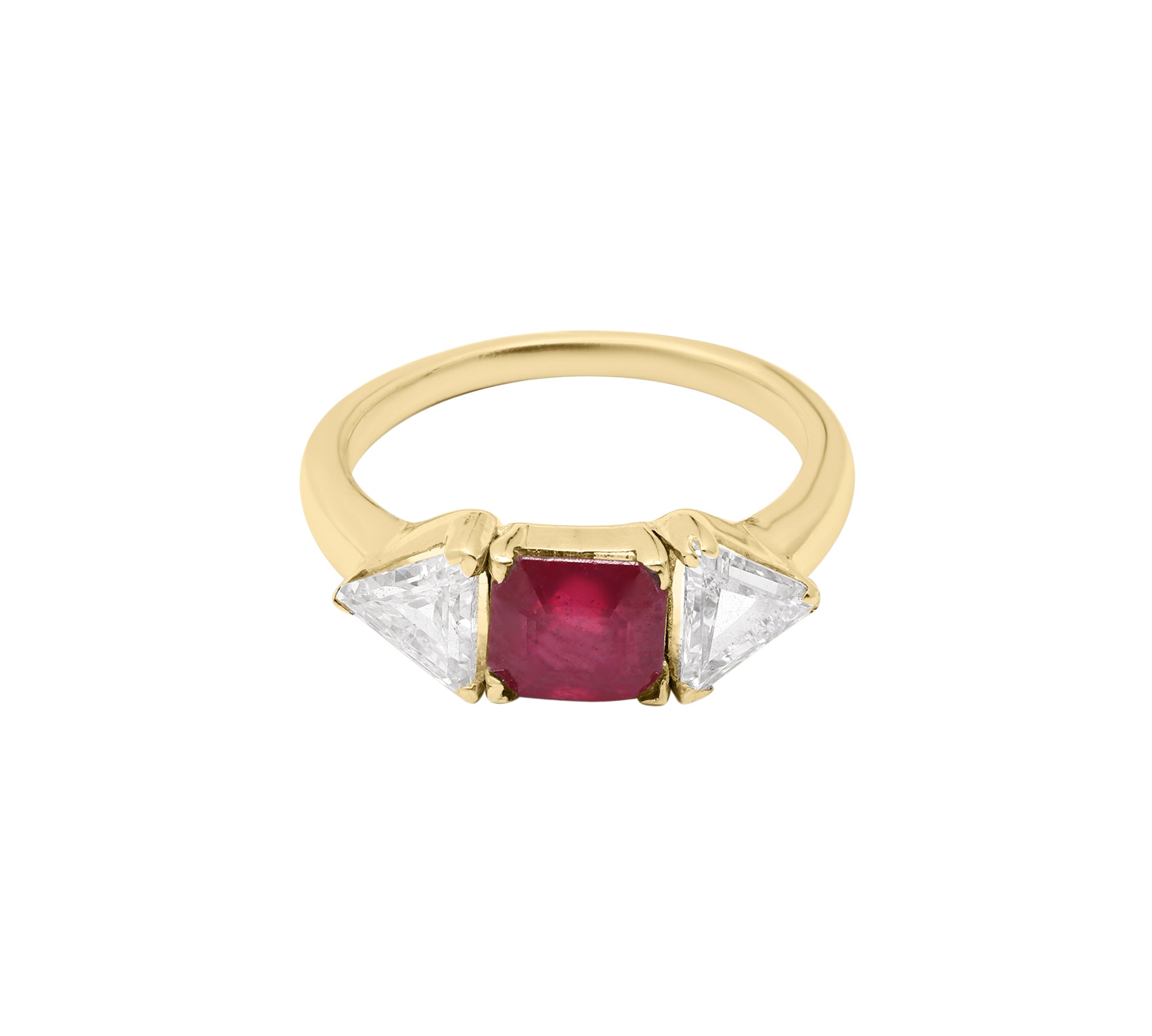 Elegant Natural Ruby Gemstone and Diamond Handmade Ring In 14k White Gold