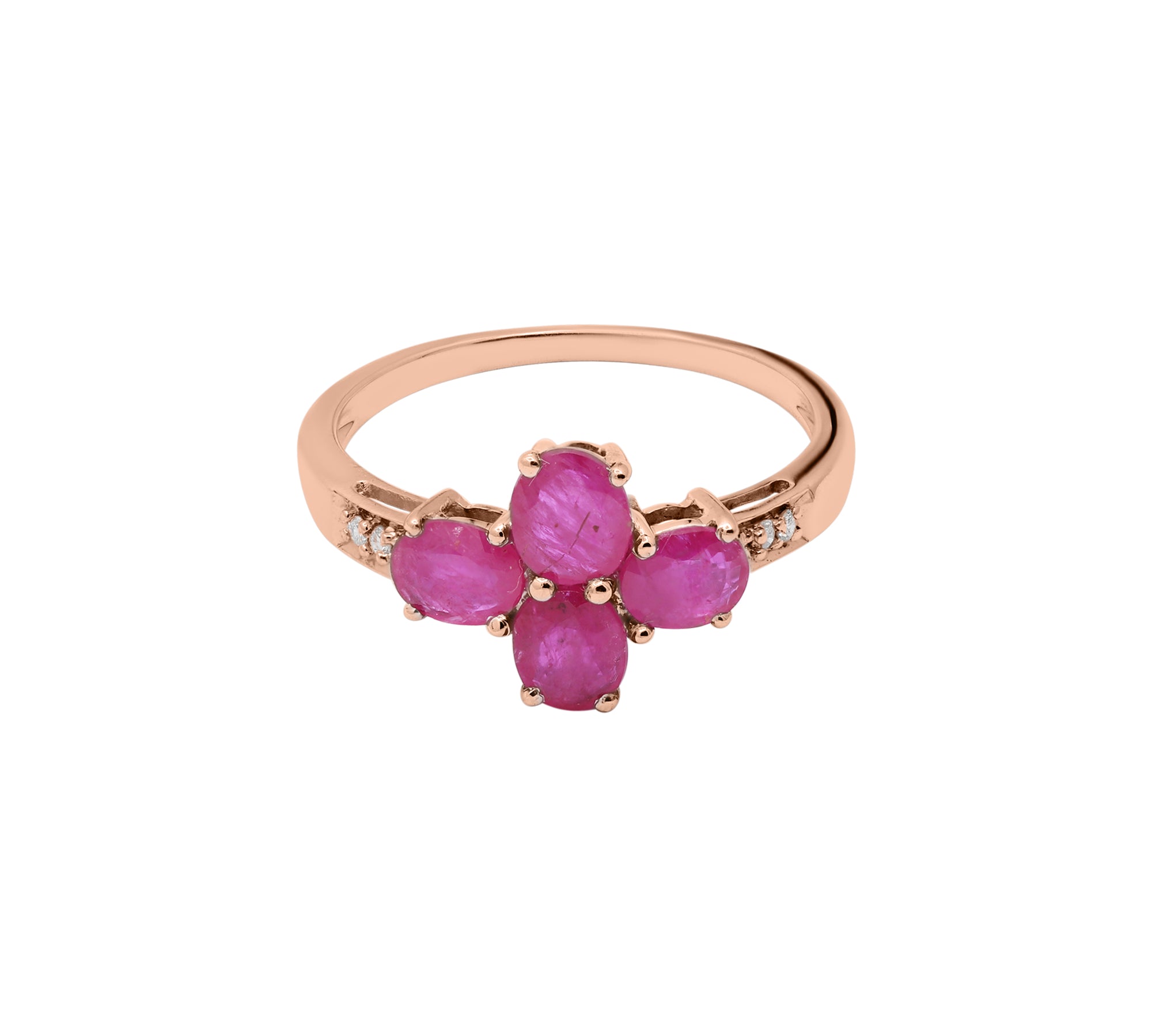 Natural Oval Cut Ruby and Diamond Floral Ring 14k White Gold Ring For Womens