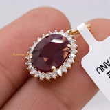 Natural Ruby Gemstone With Diamond Designer Pendant 14k Yellow Gold