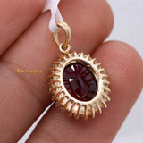 Natural Ruby Gemstone With Diamond Designer Pendant 14k Yellow Gold