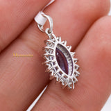 Natural Tanzanite Gemstone With Diamond Designer Pendant 18k White Gold