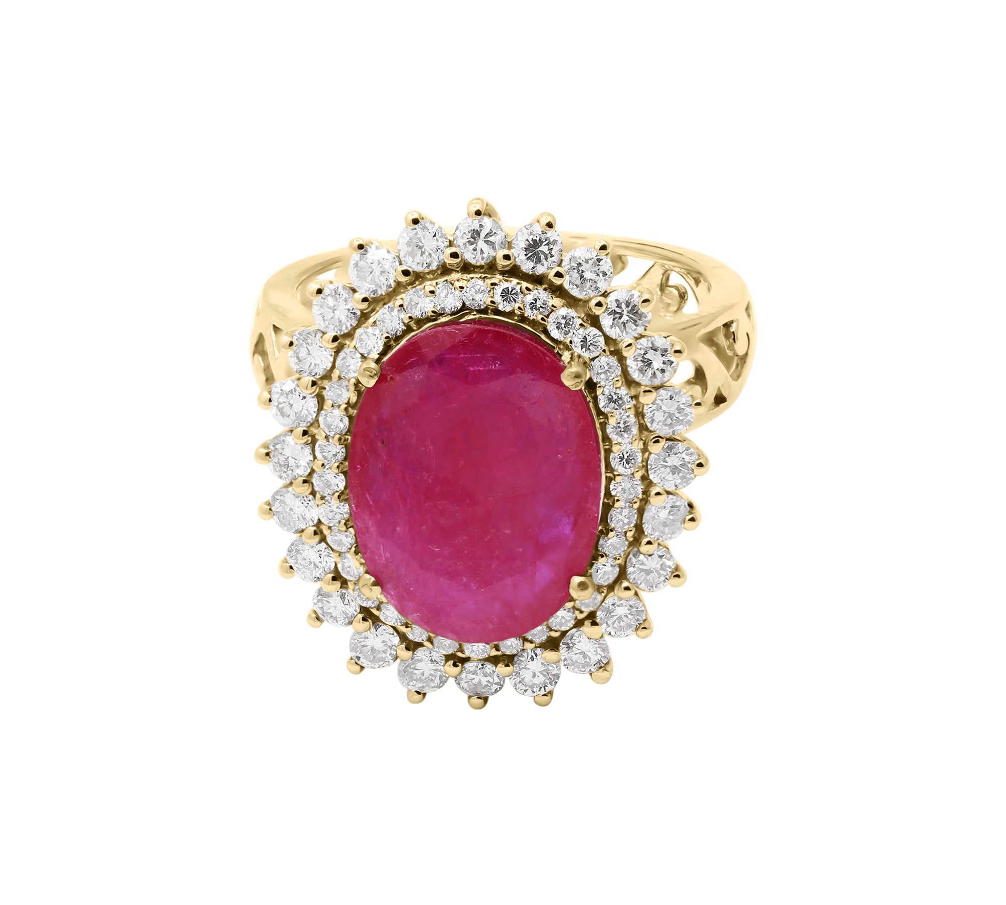 Gorgeous Natural Oval Shaped Ruby Gemstone and Diamond Ring In 14k White Gold