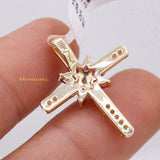 The Cross Ruby Gemstone With Diamond Pendant 14k Yellow Gold