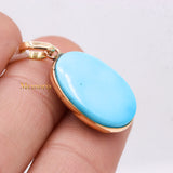 14k Yellow Gold Natural Turquoise Gemstone Pendant