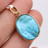 14k Yellow Gold Natural Turquoise Gemstone Pendant