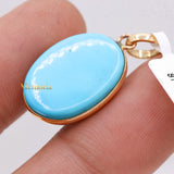 14k Yellow Gold Natural Turquoise Gemstone Pendant