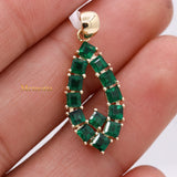 14k Yellow Gold Natural Emerald Gemstone Pendant