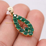 14k Yellow Gold Natural Emerald Gemstone Pendant