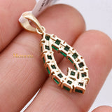 14k Yellow Gold Natural Emerald Gemstone Pendant