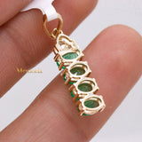 Natural Emerald Gemstone With Diamond Pendant 14k Yellow Gold Jewelry