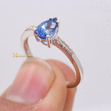 Natural Blue Sapphire Gemstone With Diamond 14k White Gold Ring