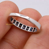 Natural Blue Sapphire Gemstone 18k White Gold Band Ring