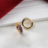 Elegant Ruby Stone Hoop Earrings in Gold Plating Daily & Party Wear