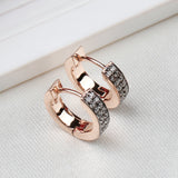 Natural Diamond Hoop Earrings Rose Gold Plated Elegant Everyday Luxury