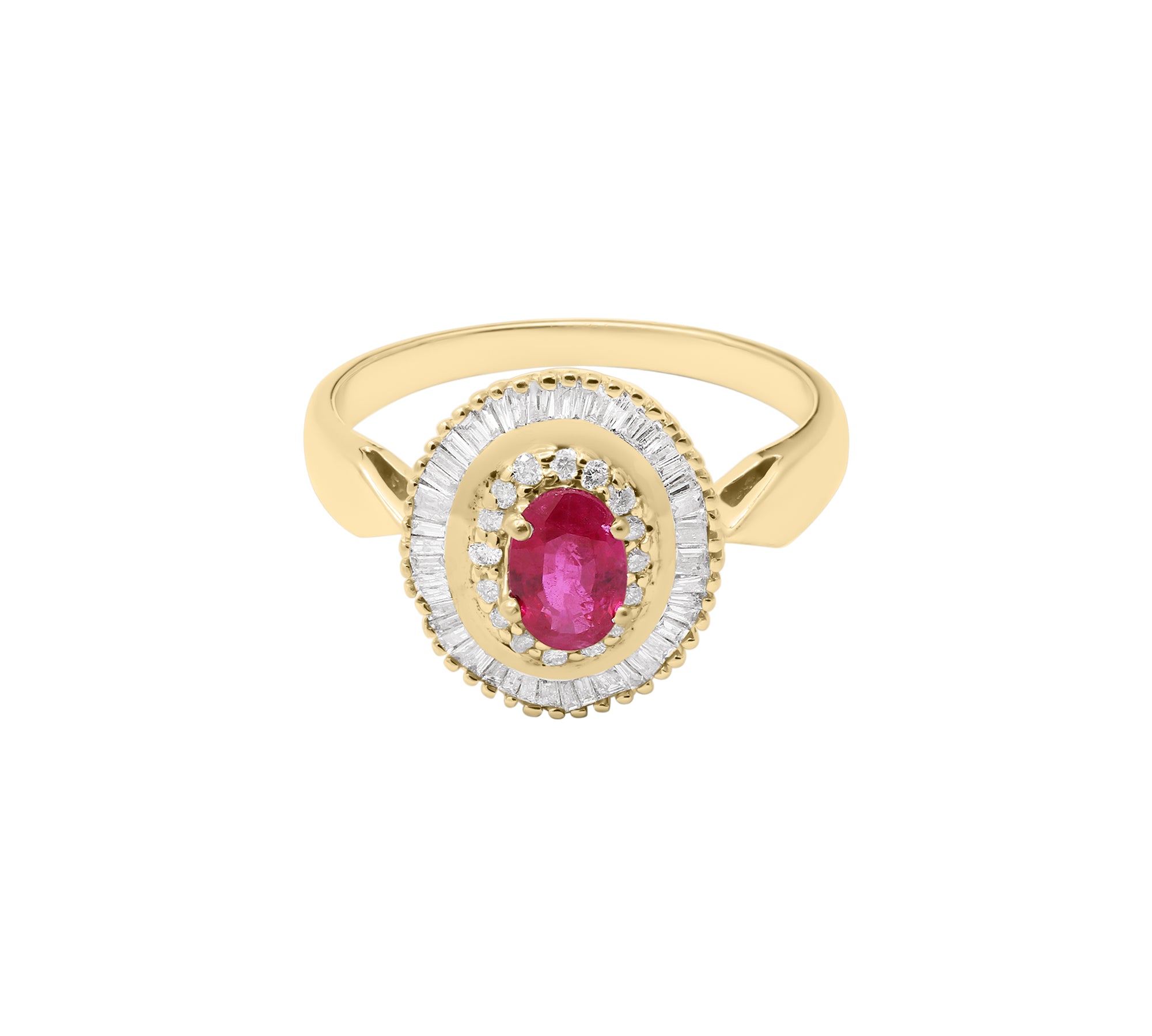 Oval Shaped Natural Ruby Gemstone and Diamond 14k White Gold Luxurious Ring