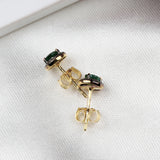 Natural Emerald & Diamond Halo Stud Earrings Gold Plated Fine Jewelry