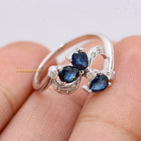 Royal Natural Blue Sapphire Gemstone With Diamond 18k White Gold Ring