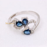 Royal Natural Blue Sapphire Gemstone With Diamond 18k White Gold Ring