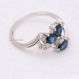 Royal Natural Blue Sapphire Gemstone With Diamond 18k White Gold Ring