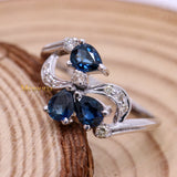 Royal Natural Blue Sapphire Gemstone With Diamond 18k White Gold Ring