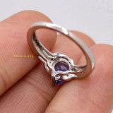 Vintage Natural Blue Sapphire Gemstone With Diamond 14k White Gold Ring