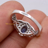 Stunning Natural Blue Sapphire Gemstone With Diamond 14k White Gold Ring