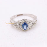 Stunning Natural Blue Sapphire Gemstone With Diamond 14k White Gold Ring