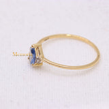 Natural Blue Sapphire Gemstone With Diamond 14k Yellow Gold Ring