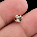 Three Natural Diamond Leaf Design Stud Earrings Gold Plated Elegant Sparkle Jewelry Gift