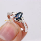 Natural Blue Sapphire Gemstone With Diamond 18k White Gold Ring