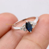 Natural Blue Sapphire Gemstone With Diamond 18k White Gold Ring