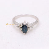 Natural Blue Sapphire Gemstone With Diamond 18k White Gold Ring