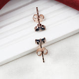 Natural Blue Sapphire Cluster Stud Earrings Elegant Three-Stone Floral Design Jewelry