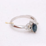 Natural Blue Sapphire Gemstone With Diamond 18k White Gold Ring