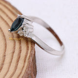 Natural Blue Sapphire Gemstone With Diamond 18k White Gold Ring