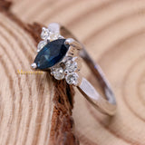 Natural Blue Sapphire Gemstone With Diamond 18k White Gold Ring